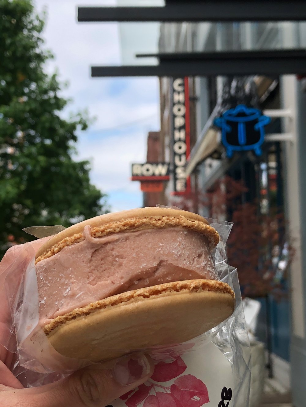 Macaron glacé, with house-made ice cream!